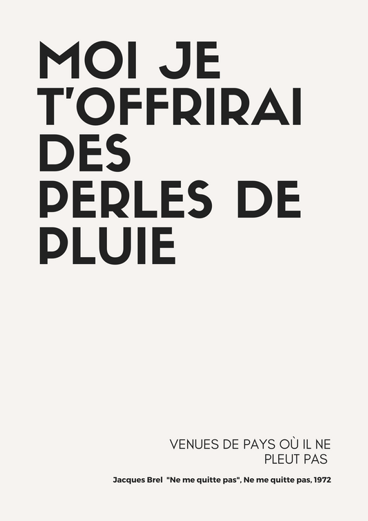 Affiche Édition Limitée 'Perles de Pluie' - Hommage à Jacques Brel"