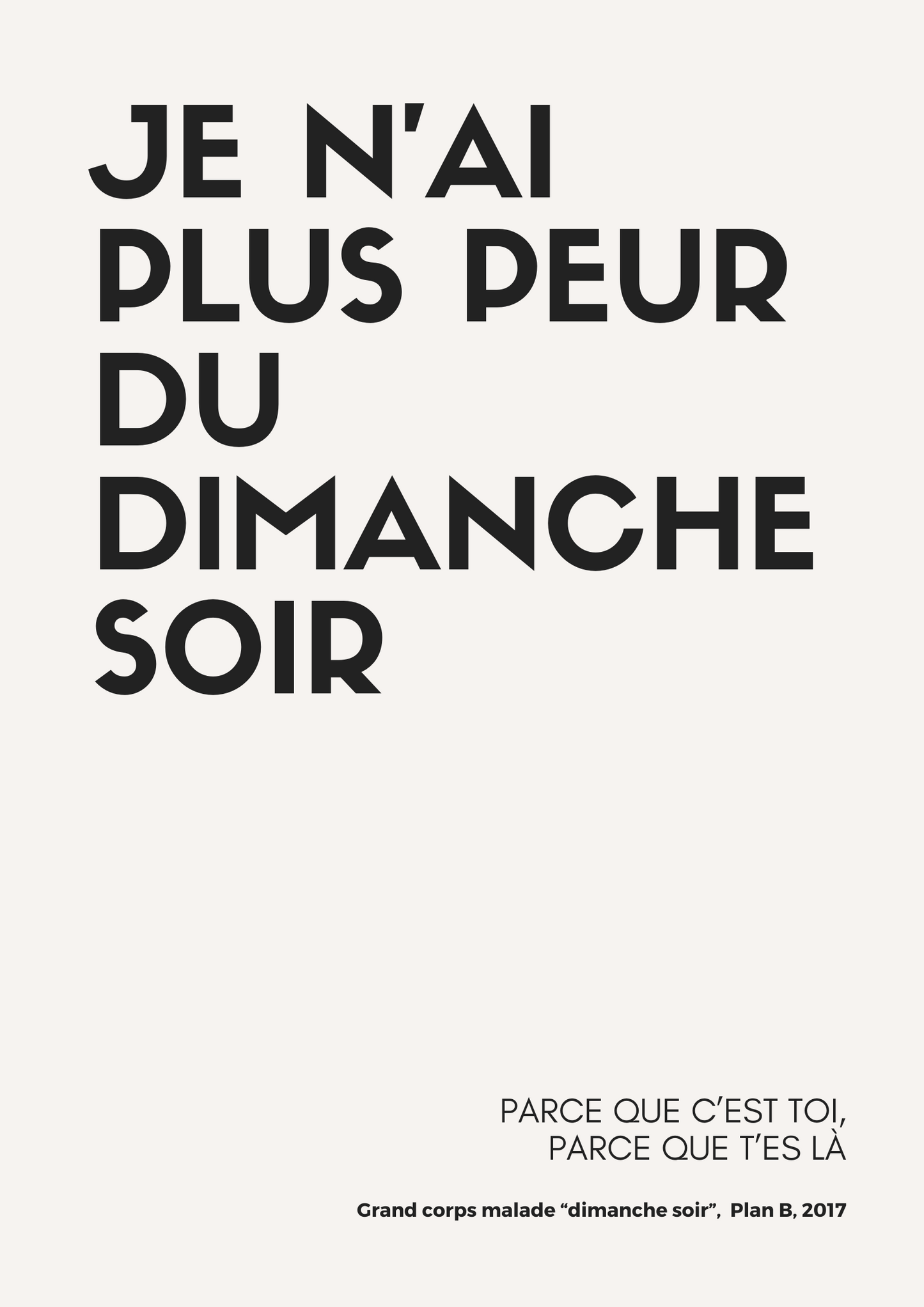 Affiche Inspirante 'Dimanche Soir' - Grand Corps Malade