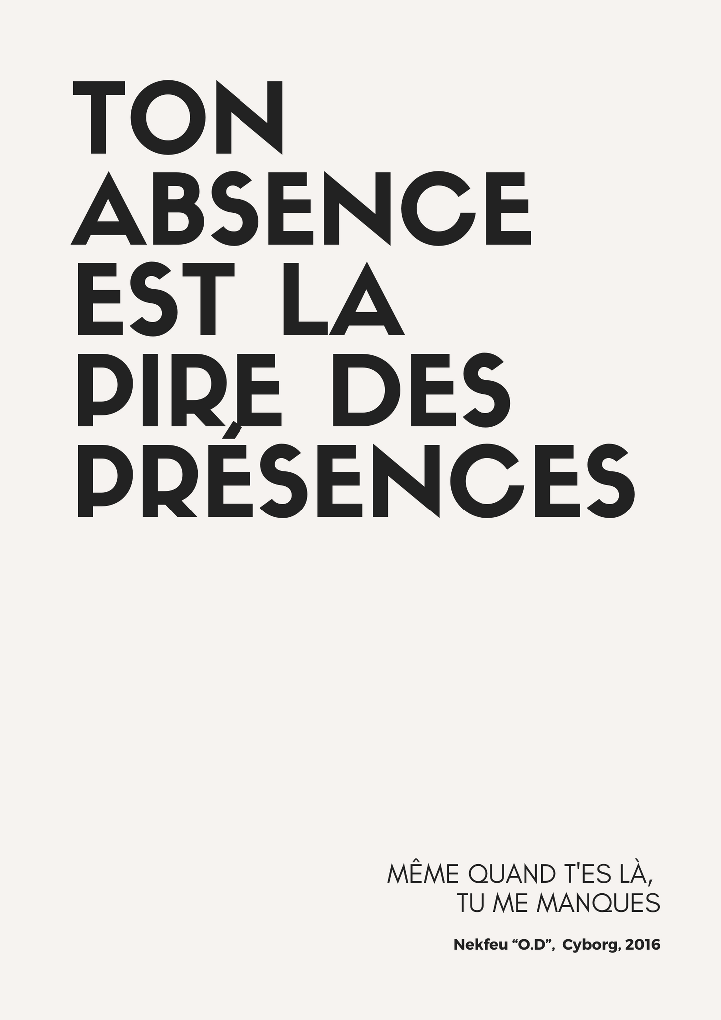 Affiche Édition Limitée 'Ton absence' - Inspirée par Nekfeu