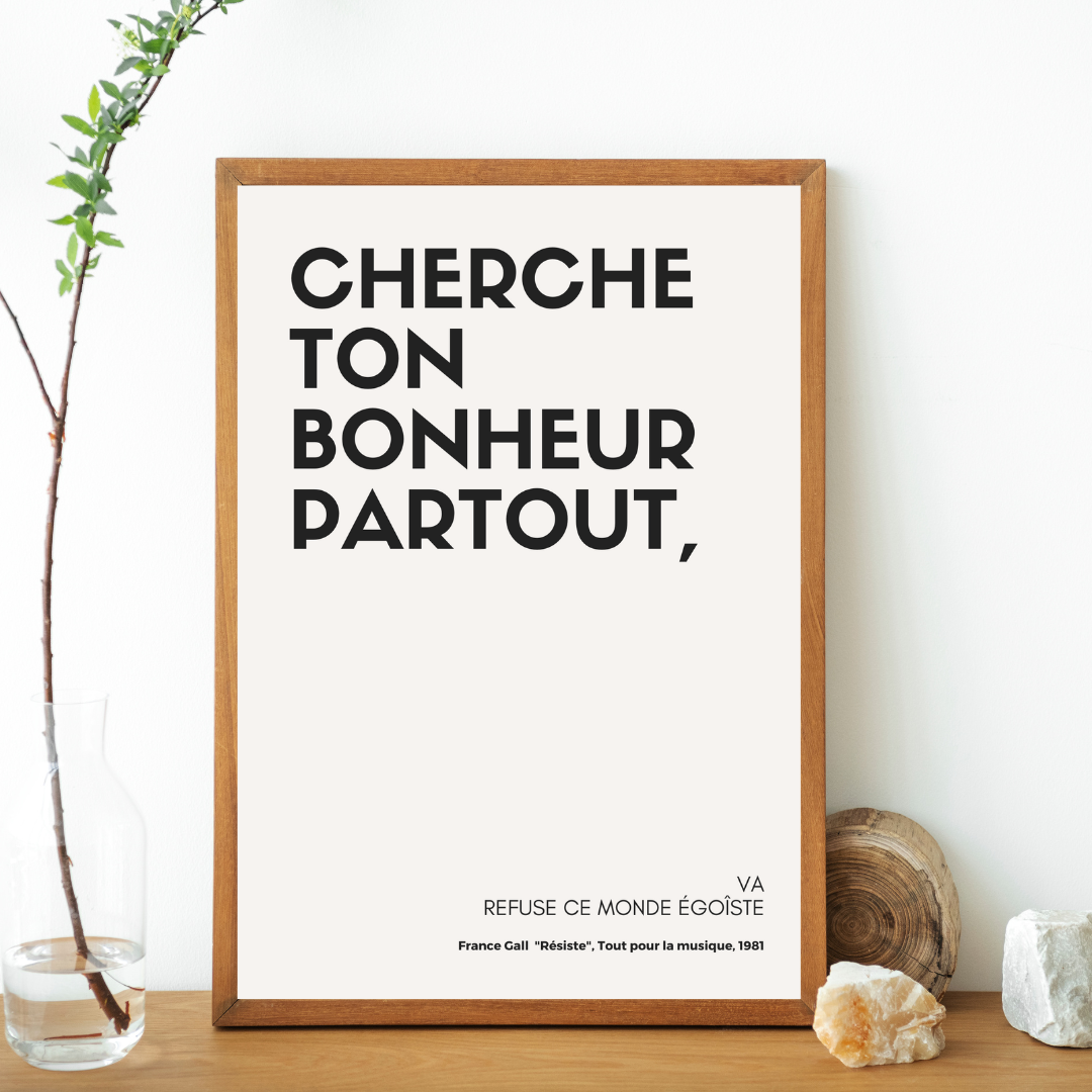 Affiche "Cherche ton bonheur partout" inspirée par France Gall