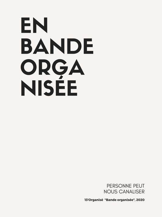 Affiche "En bande organisée" inspirée par Jul, SCH, Kofs, Soso Maness